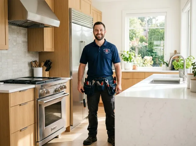Appliance Repair Hero technician in a Baileyville, IL kitchen after an appliance repair
